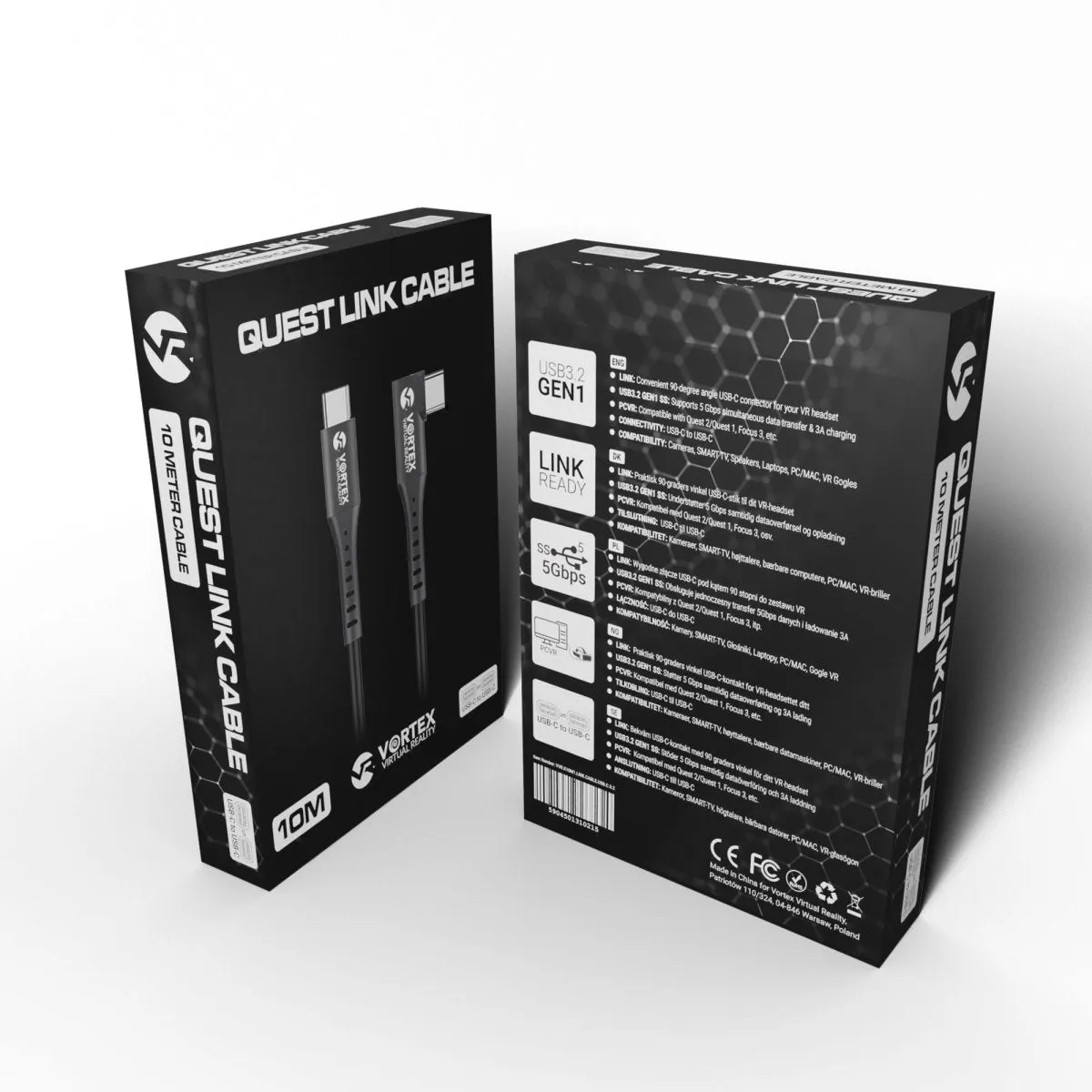 10m cable from VortexVR USB-C to Meta Quest Link | to Quest 3S Quest 3 Quest 2