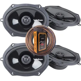 2 Pairs of Rockford Fosgate Punch P1572 240W Peak (120W Rms) 5" X 7"/ 6" X 8" Punch Series 2-Way Coaxial Speakers - 4 Speakers   100Ft Speaker Wire   Gravity Magnet Phone Holder