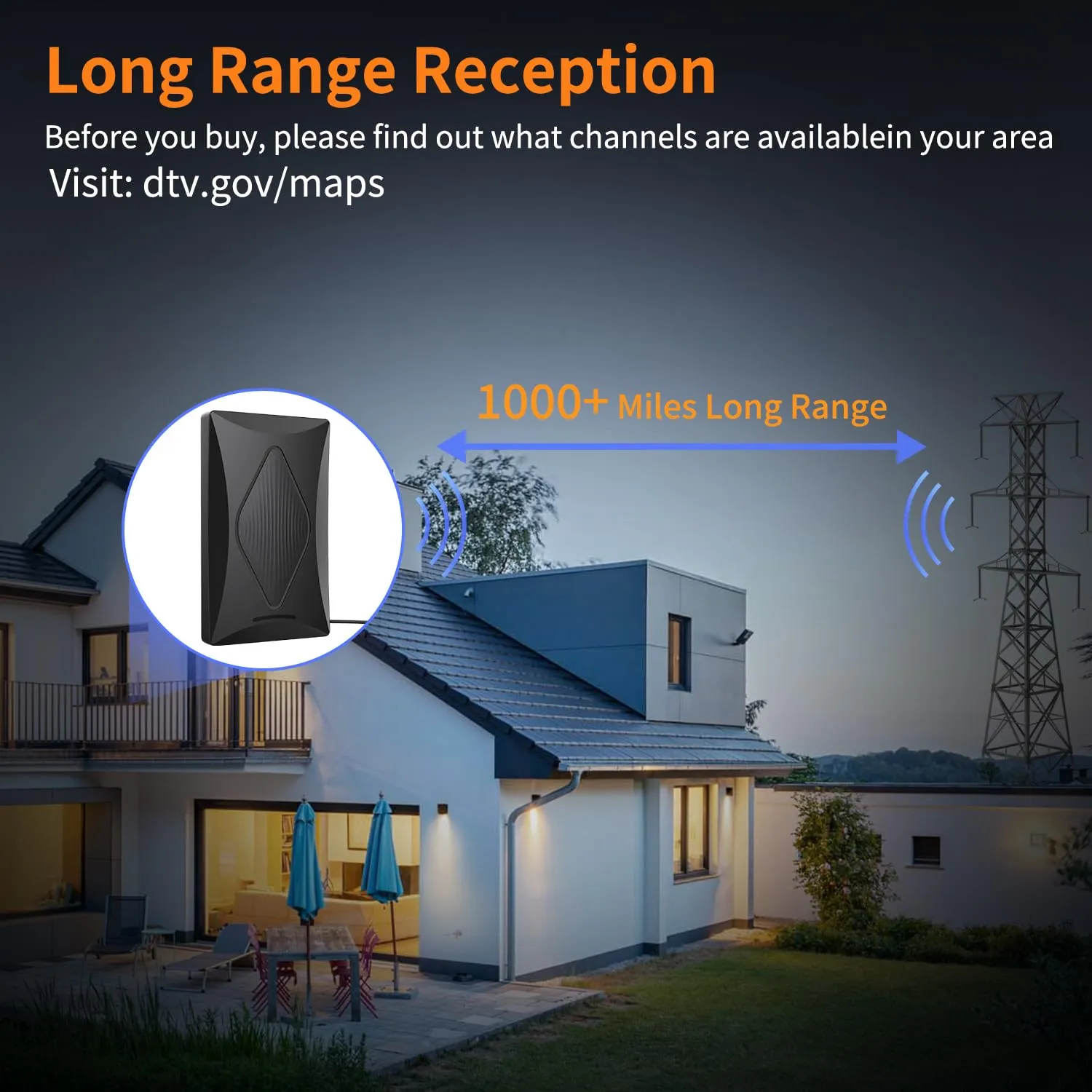 2024 Release TV Antenna for Smart TV, 1000  Miles Long Range Digital TV Antenna Indoor Ourdoor with Amplifier Signal Booster - Support 360° Reception 4K 1080p HD VHF UHF for All Smart/Old TVs