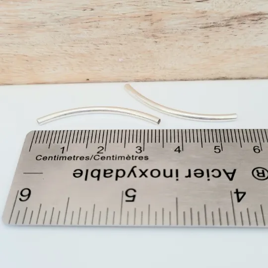 25 mm .925 Sterling Silver Curved Tube / 4 Pieces