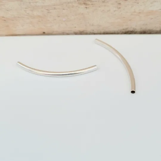 25 mm .925 Sterling Silver Curved Tube / 4 Pieces