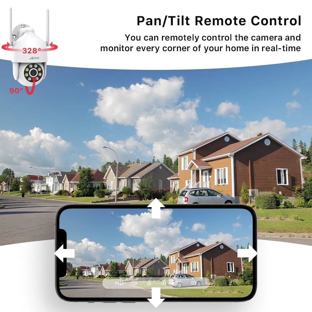 2K WiFi Outdoor Pan-Tilt 360° View, 3MP Surveillance Cameras with Motion Detection, Siren, 2-Way Audio, Full Color Night Vision, Waterproof