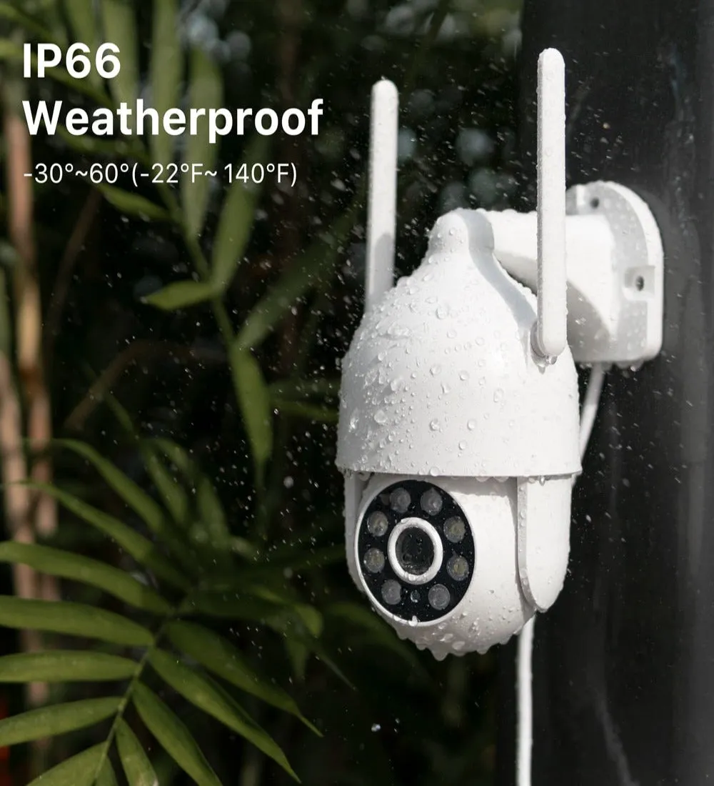 2K WiFi Outdoor Pan-Tilt 360° View, 3MP Surveillance Cameras with Motion Detection, Siren, 2-Way Audio, Full Color Night Vision, Waterproof