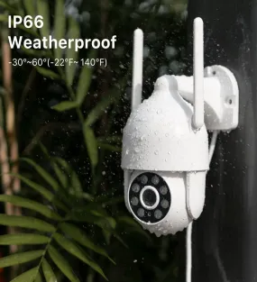 2K WiFi Outdoor Pan-Tilt 360° View, 3MP Surveillance Cameras with Motion Detection, Siren, 2-Way Audio, Full Color Night Vision, Waterproof
