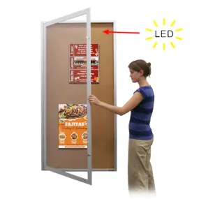 36 x 84 Extra Large Outdoor Enclosed Poster Case with LED Light | Single Door Metal Cabinet   Bulletin Board and  XL Viewable Window Area