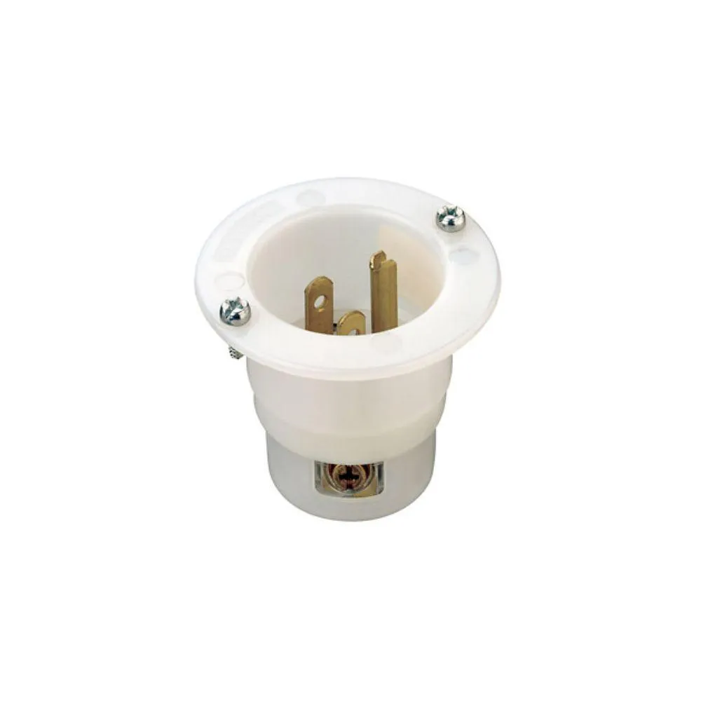 5278C Leviton 15 Amp, 125 Volt, NEMA 5-15P, 2P, 3W, Flanged Inlet Receptacle - White