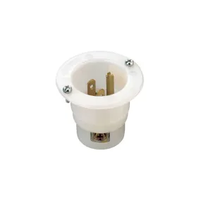5278C Leviton 15 Amp, 125 Volt, NEMA 5-15P, 2P, 3W, Flanged Inlet Receptacle - White