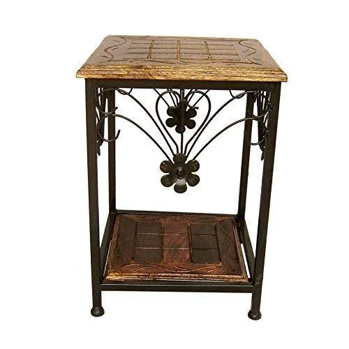 Aayat Enterprises Wooden Coffee Table/Center Table/Bedside Table/end Table for Living Room Bedroom Sitting Stool Walnut (Black & Brown)