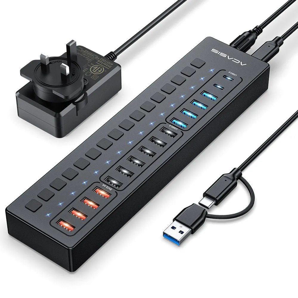 Acasis 16 Port USB-C 5Gbps Smart Charging Hub Splitter Powered Switch