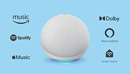 All-new Echo (4th Gen) | With premium sound, smart home hub, and Alexa | Glacier White