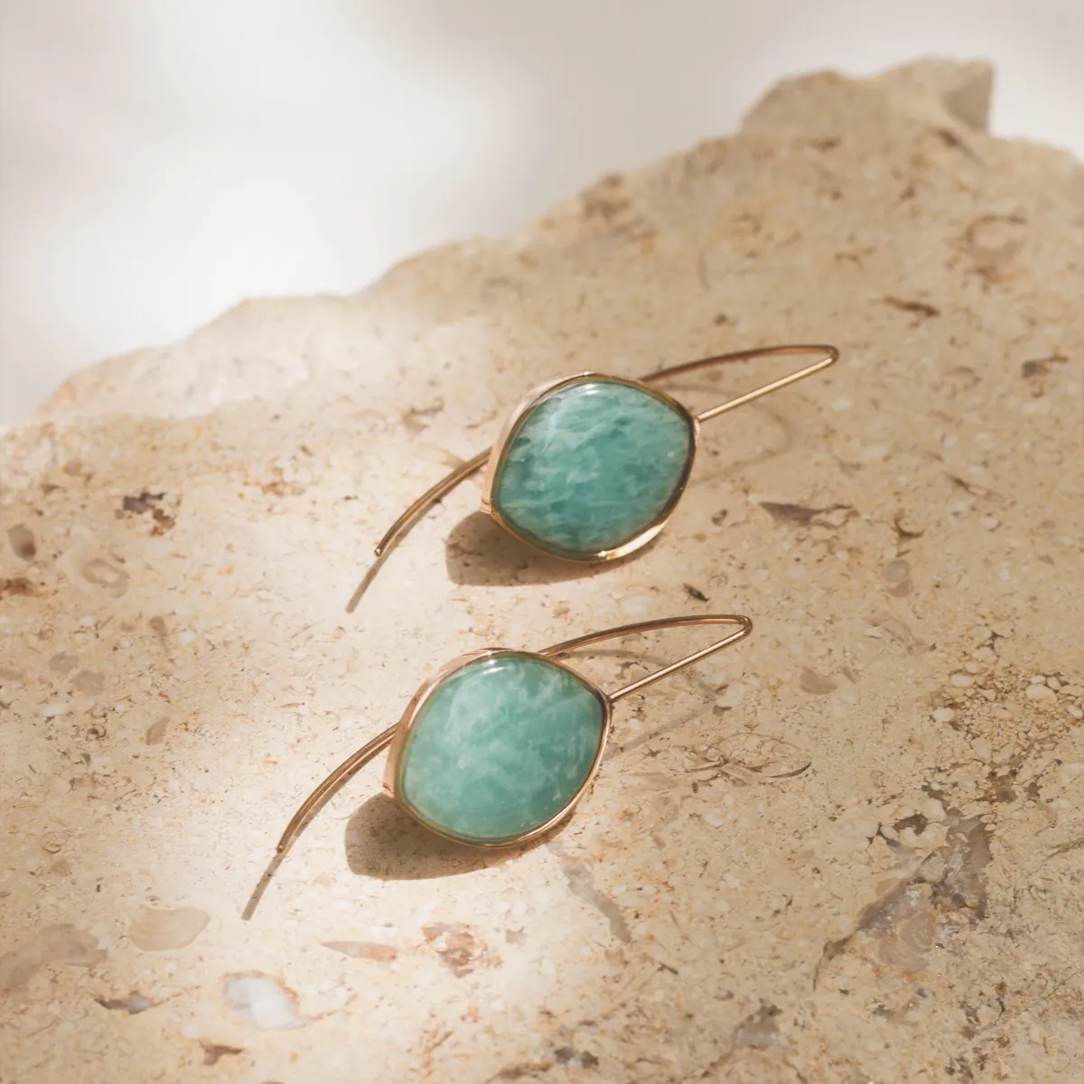 Amazonite Stone Earrings (Curved)