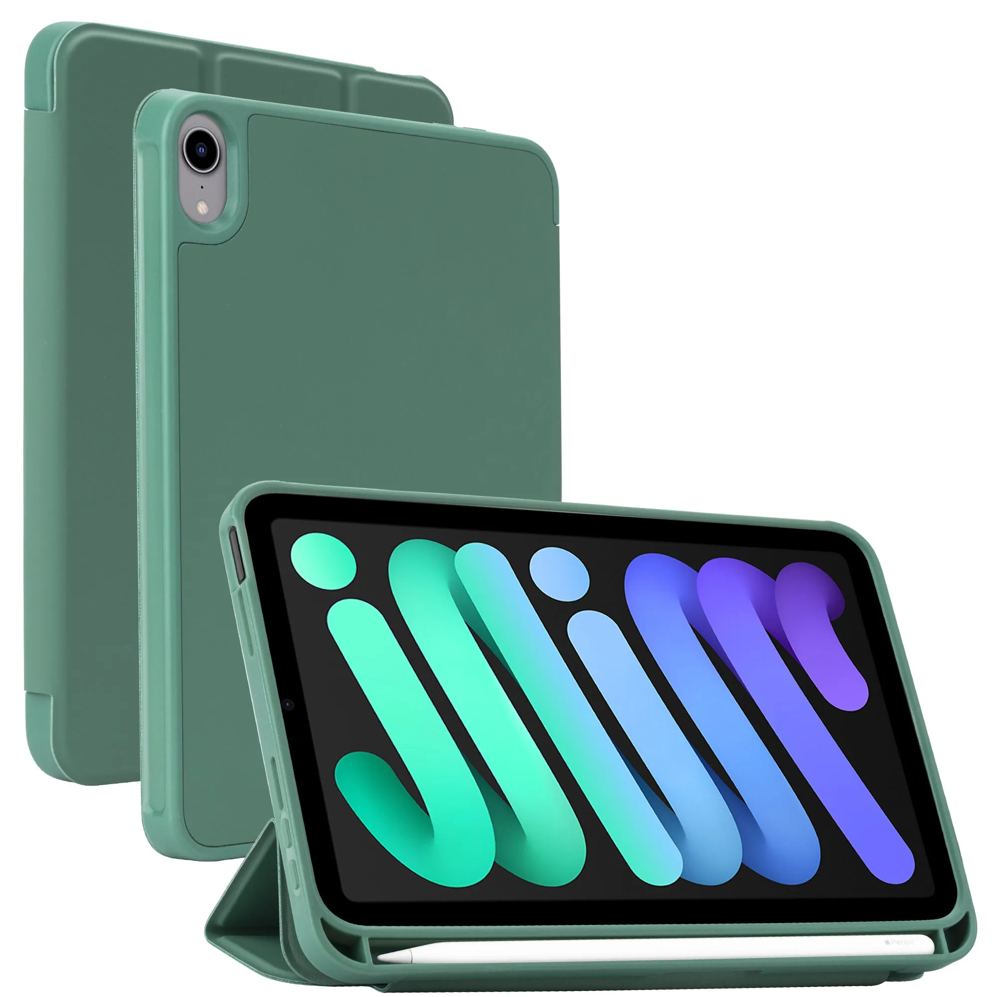 Arae for iPad Mini 6 Case [Corner Protection] Multi-Angle Viewing with Pencil Holder, Kickstand Feature, Auto Wake/Sleep