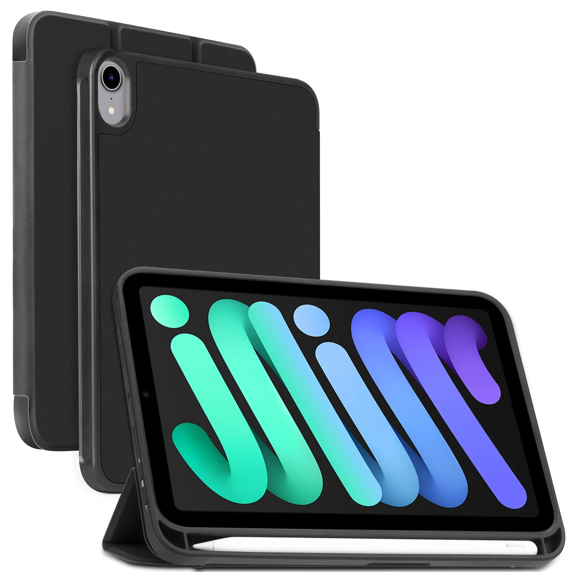 Arae for iPad Mini 6 Case [Corner Protection] Multi-Angle Viewing with Pencil Holder, Kickstand Feature, Auto Wake/Sleep