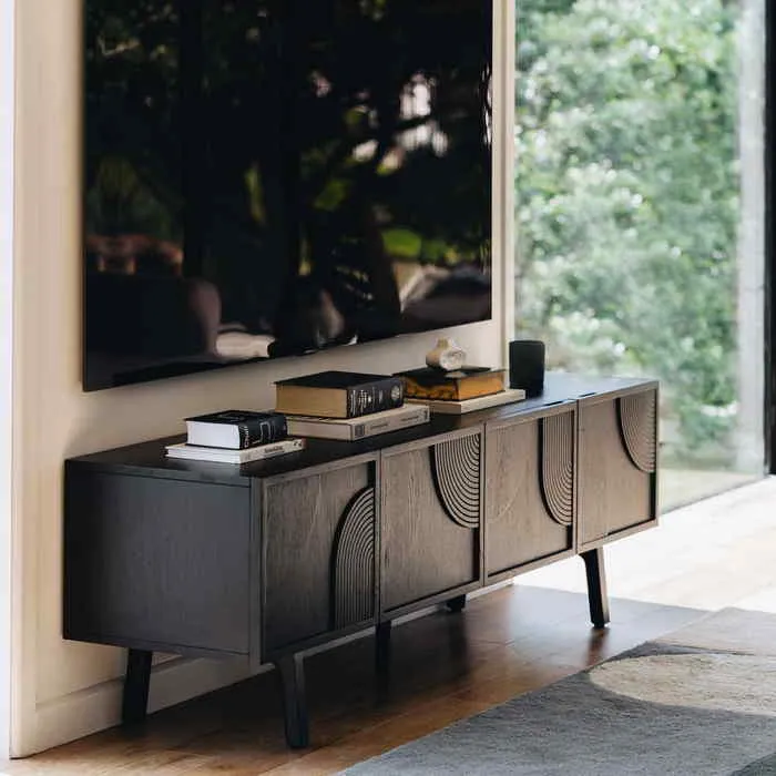 Arc TV Stand - Black Oak