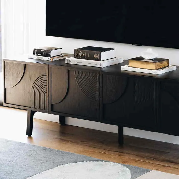 Arc TV Stand - Black Oak