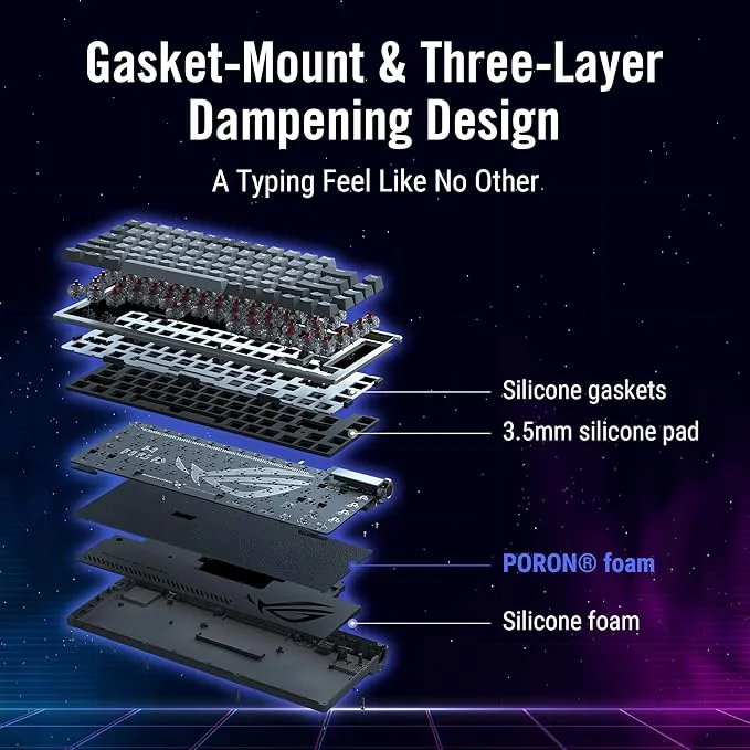 ASUS ROG Azoth 75% Wireless DIY Gaming Keyboard with OLED Display and Hot-Swappable NX Red Switches
