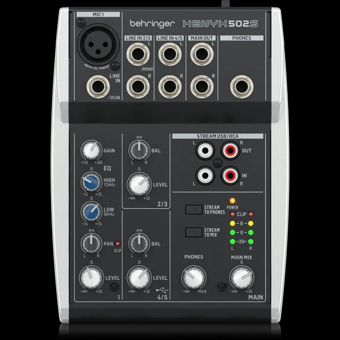 Behringer XENYX 502S Premium Analog 5-Input Mixer with USB Streaming Interface