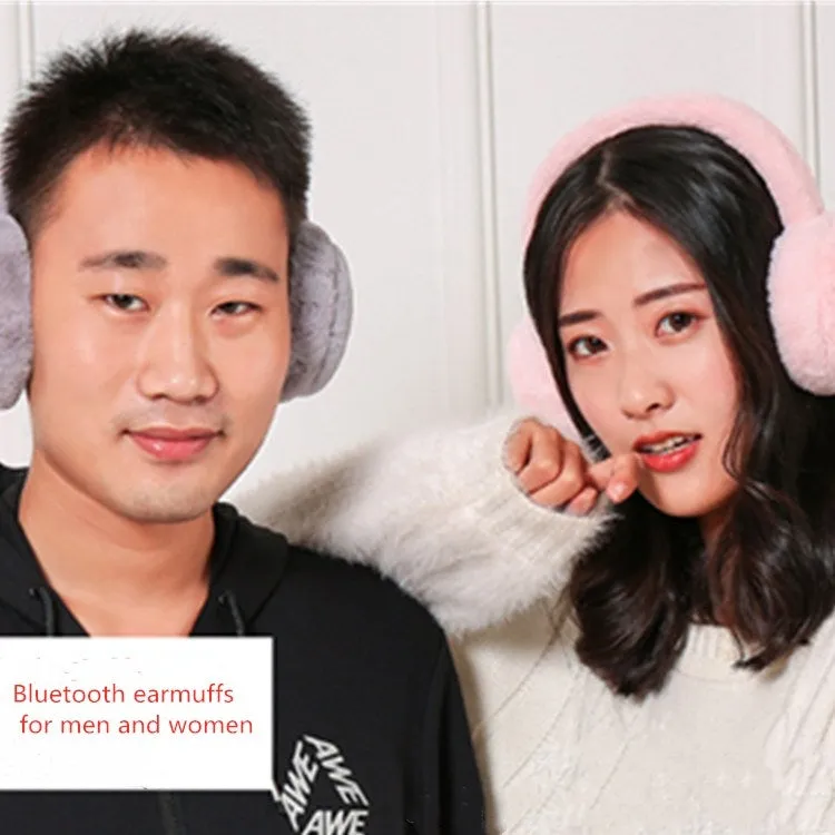 Bluetooth Earmuffs Winter Plush Windproof Men And Women Ear Cover(Gray)