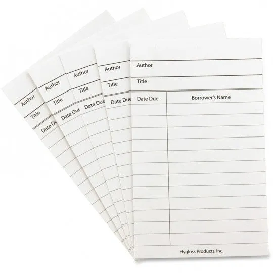 Bright Library Cards, White, 50 count