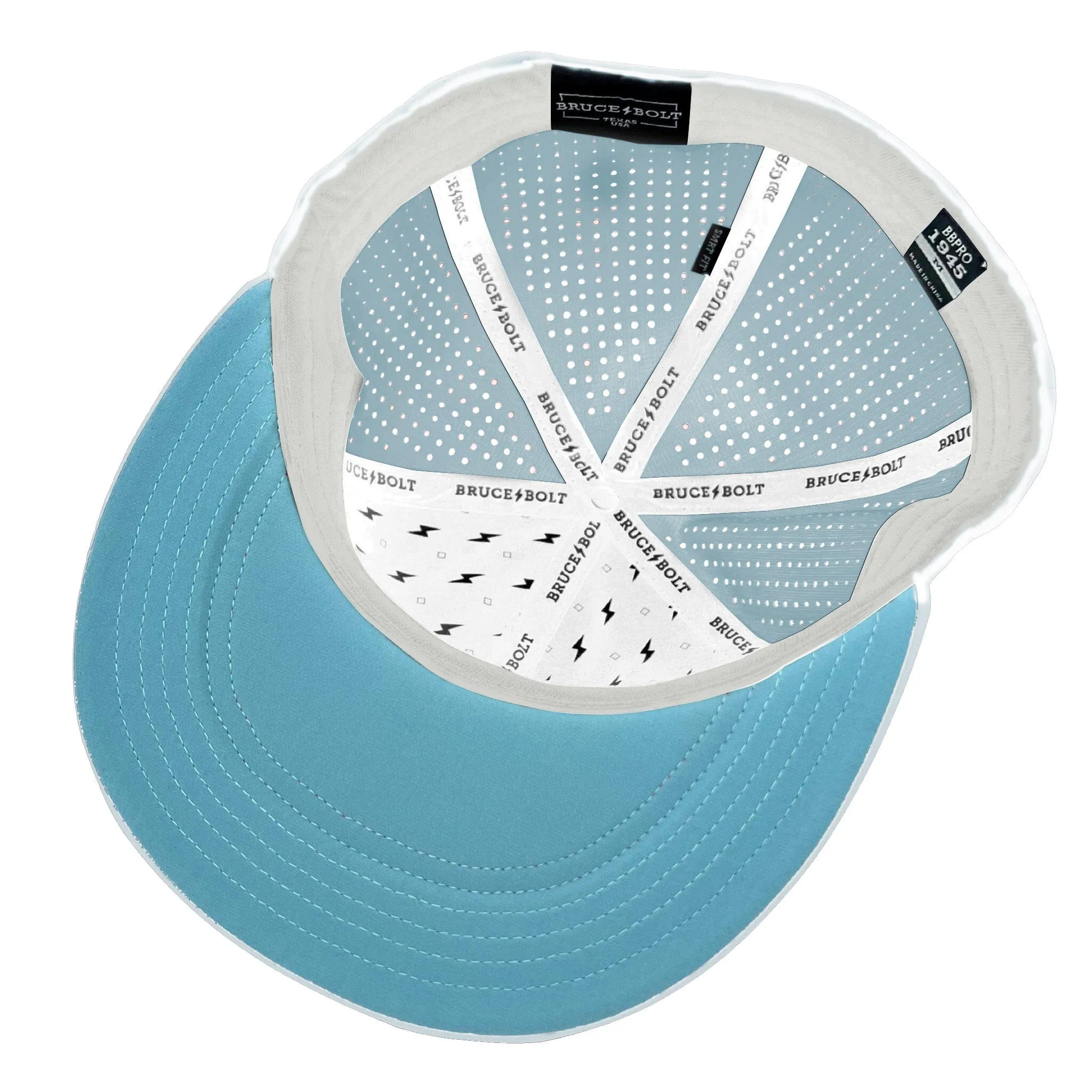BRUCE BOLT SMART FIT Performance Game Hat - ICE BLUE w/ Red Bolt