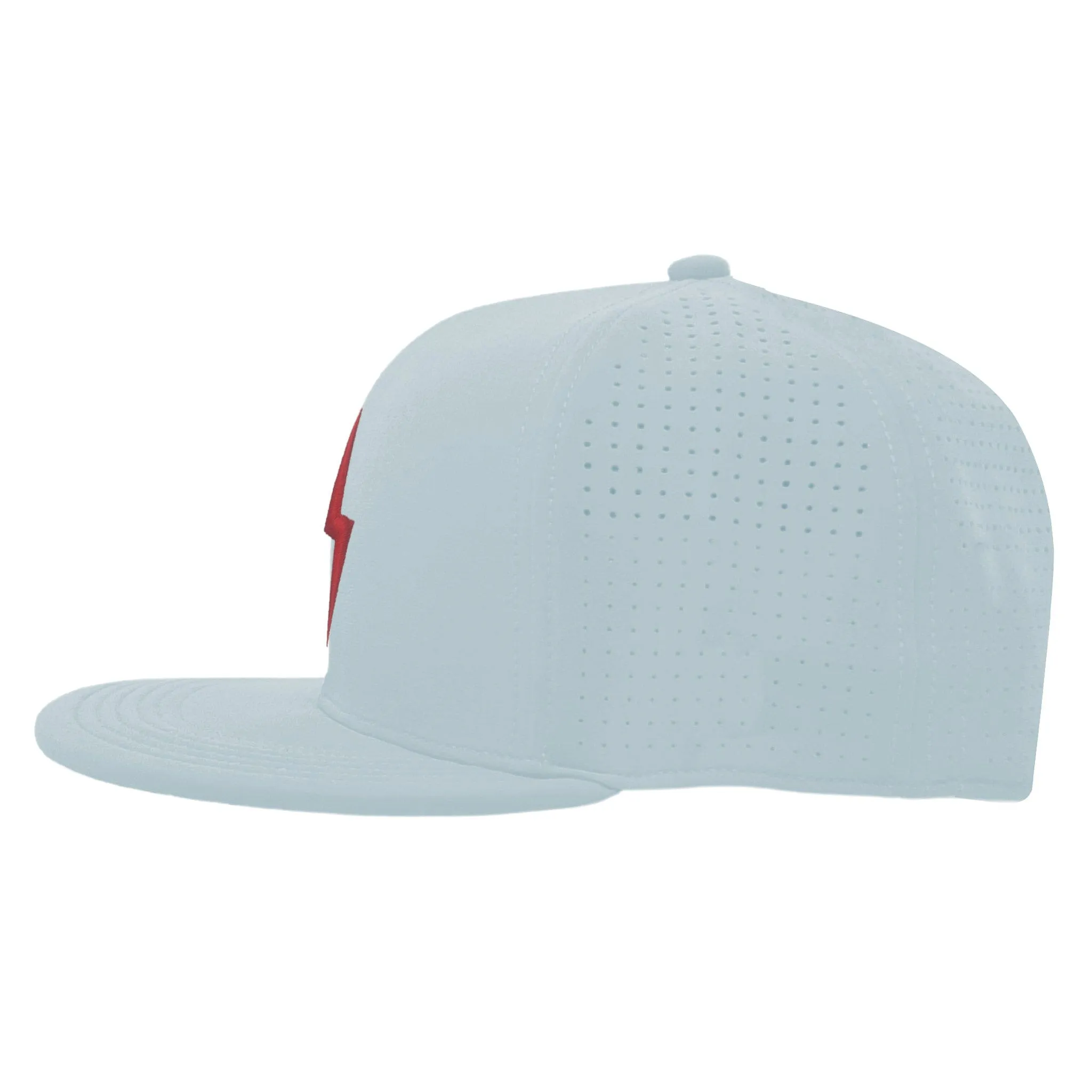 BRUCE BOLT SMART FIT Performance Game Hat - ICE BLUE w/ Red Bolt