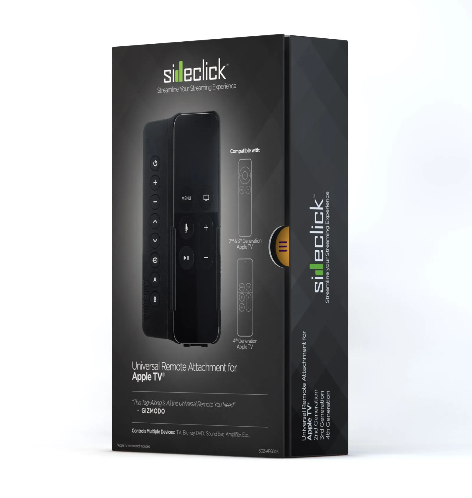 Certified Refurbished - Sideclick Universal Remote Attachment for Apple TV HD and 4K (1st Gen)