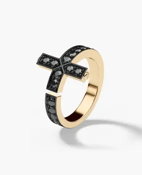 CROSS Gold Ring with 1.45ct Black Diamonds