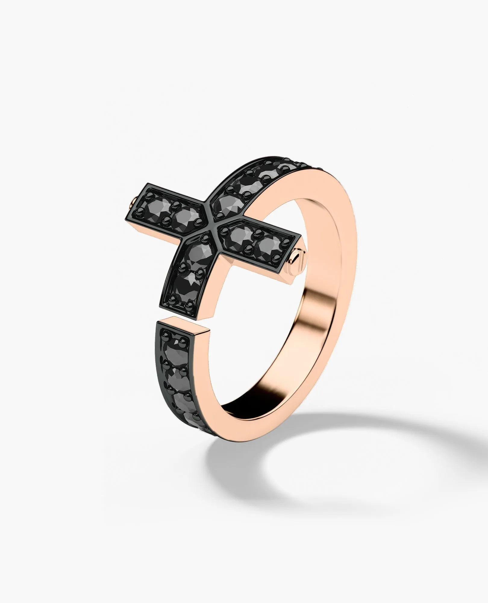 CROSS Gold Ring with 1.45ct Black Diamonds