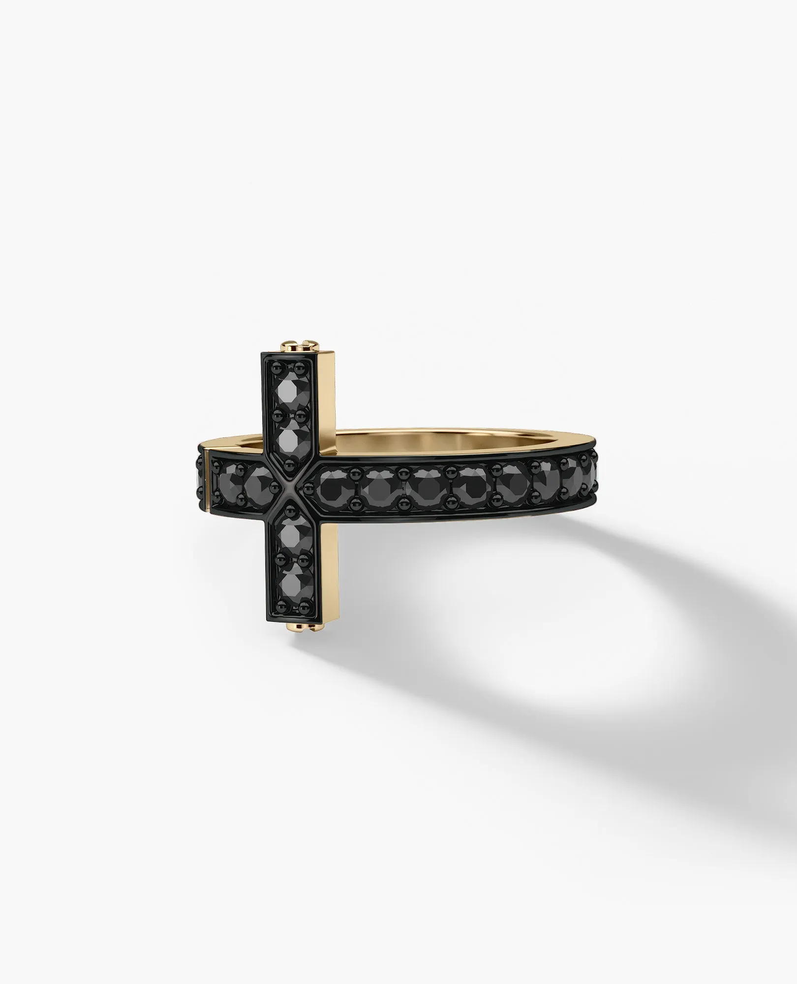 CROSS Gold Ring with 1.45ct Black Diamonds