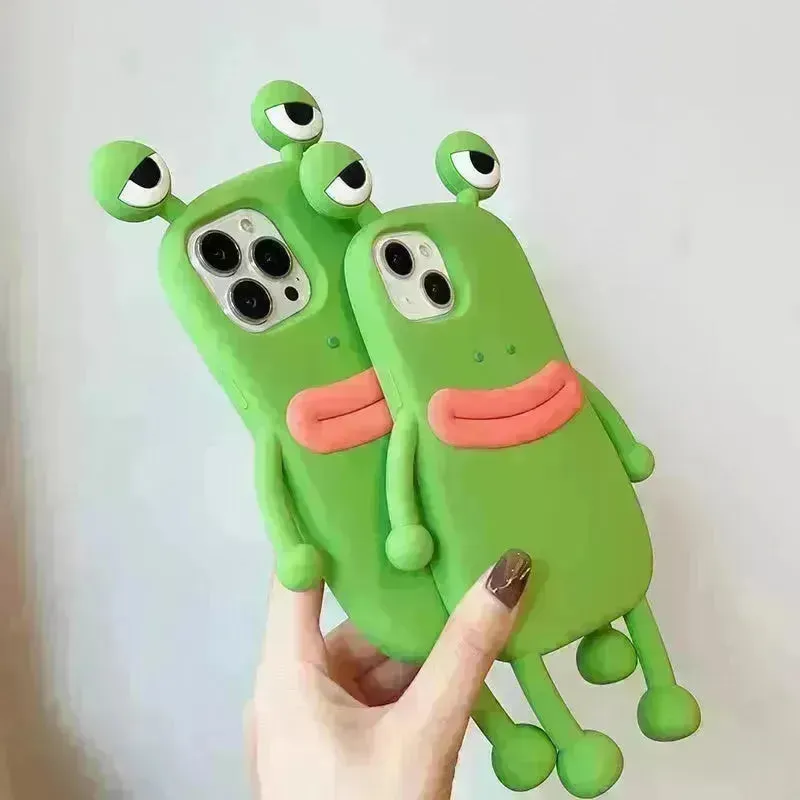 Cute Frog Cartoon Shockproof Bumper Phone Case for Girls