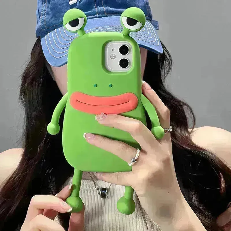 Cute Frog Cartoon Shockproof Bumper Phone Case for Girls
