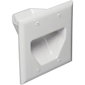 DATACOMM ELECTRONICS 45-0002-WH 2-Gang Recessed Cable Plate (White)