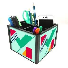 Desk Organizer For Stationery -  Blue Pattern