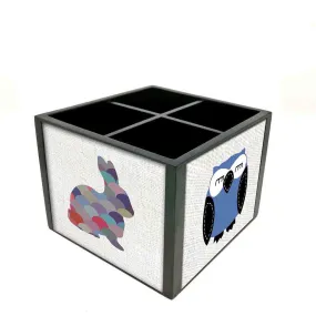 Desk Organizer For Stationery -  Cute Rabit And Owl Art