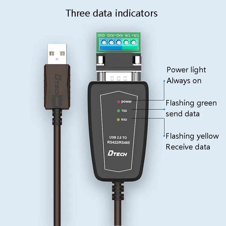 DTECH DT-5019 USB to RS485 / RS422 Conversion Cable, FT232 Chip, Length: