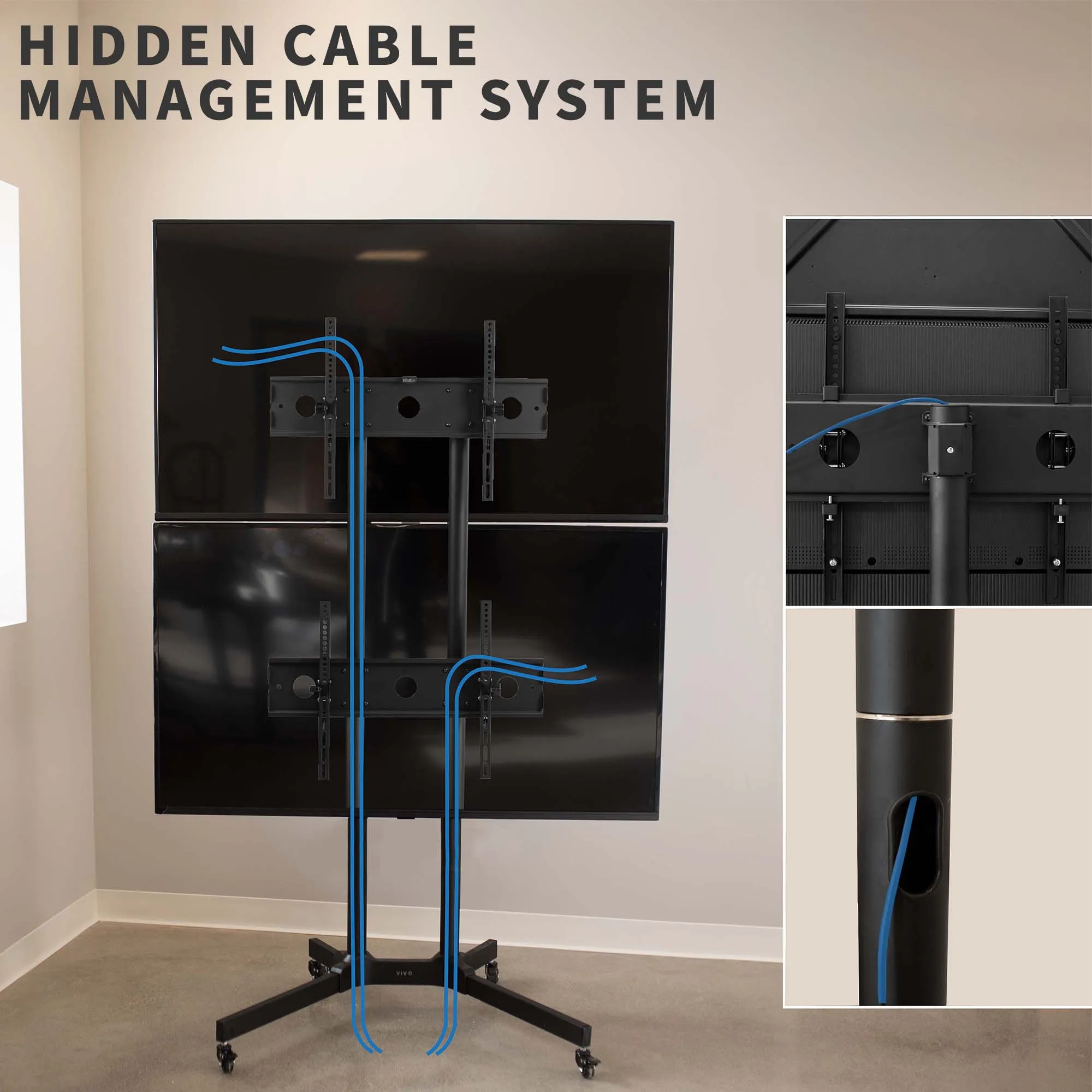 Dual Screen Cart for 32" to 65" TVs