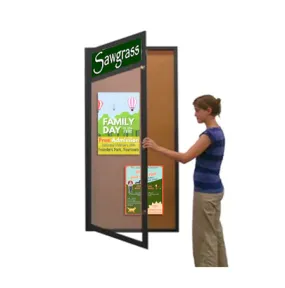 Extra Large Indoor Enclosed Bulletin Board Cases with Message Header | Single Door "SwingCase" 15  Sizes