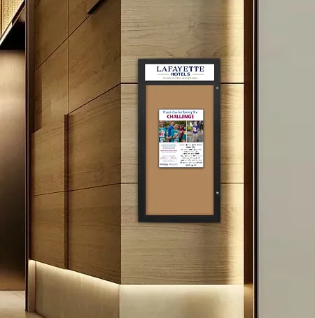 Extra Large Indoor Enclosed Bulletin Board Cases with Message Header | Single Door "SwingCase" 15  Sizes