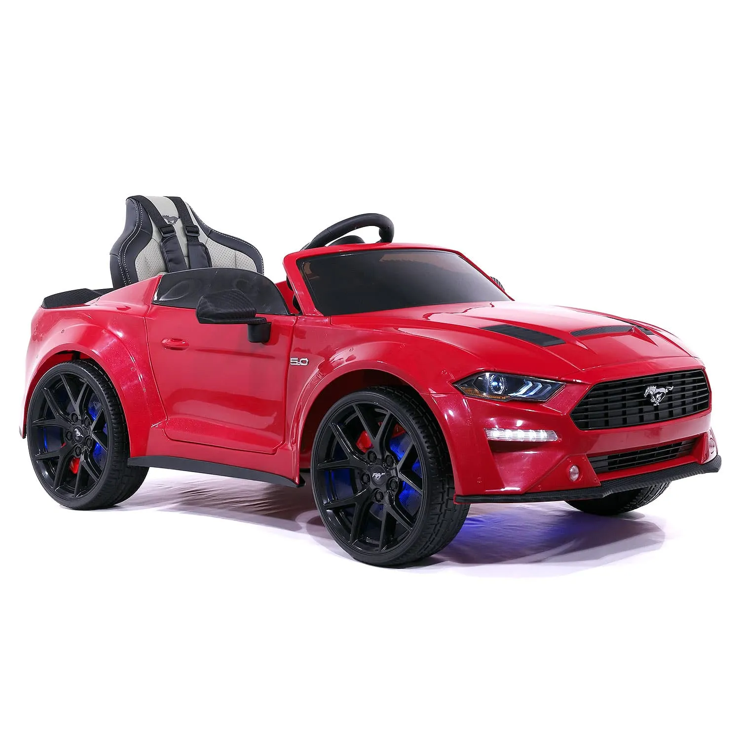 Ford Mustang GT Custom Edition 24V Kids Ride-On Car with R/C Parental Remote | Cherry Red