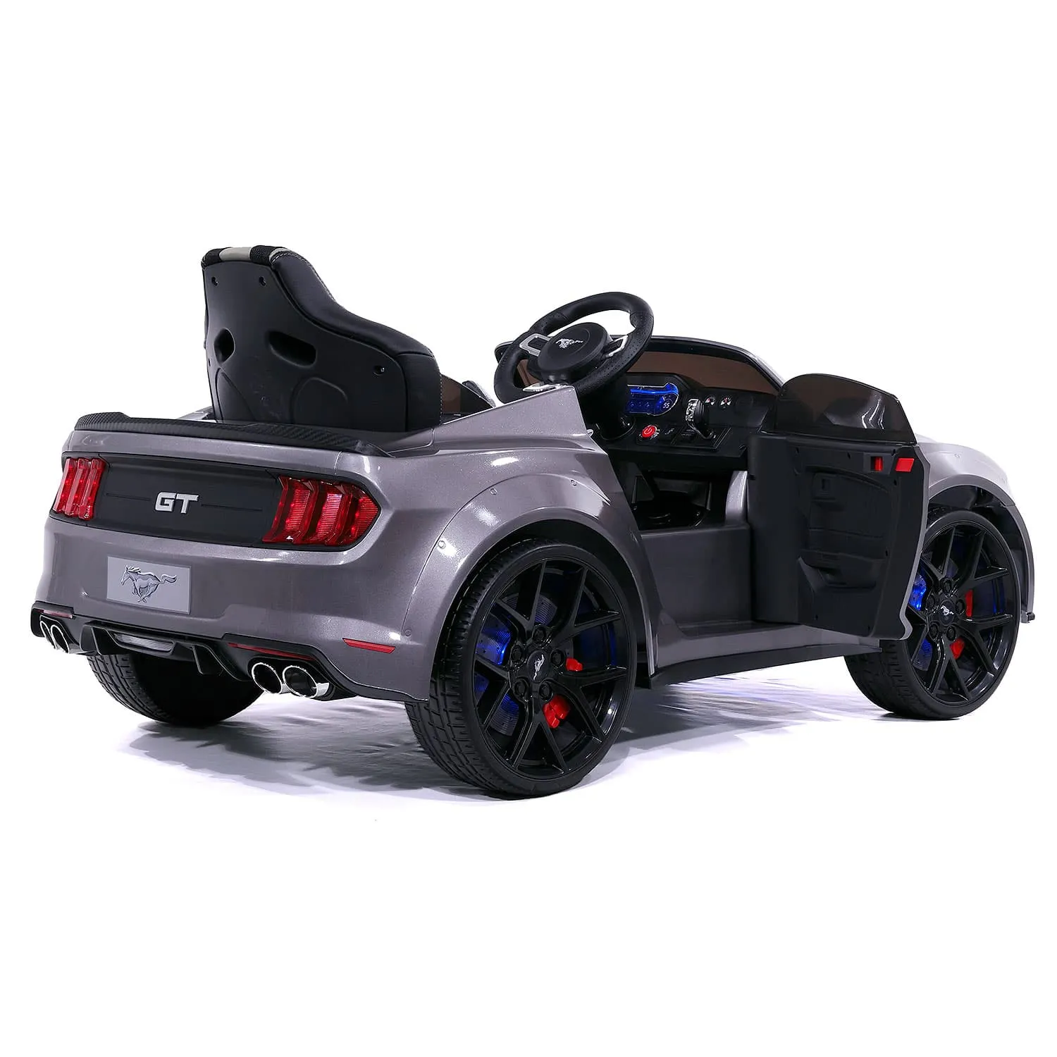 Ford Mustang GT Custom Edition 24V Kids Ride-On Car with R/C Parental Remote | Gray