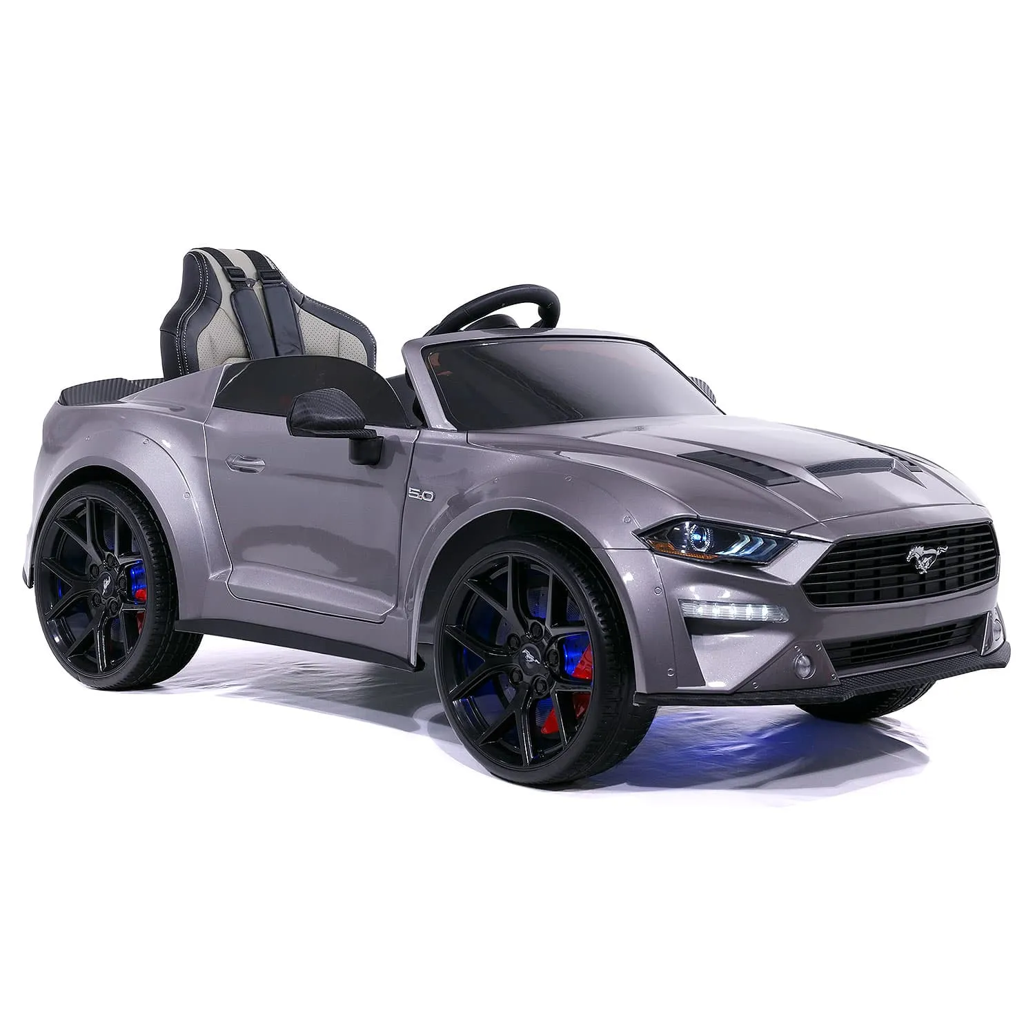Ford Mustang GT Custom Edition 24V Kids Ride-On Car with R/C Parental Remote | Gray