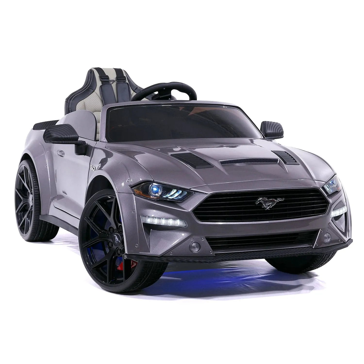 Ford Mustang GT Custom Edition 24V Kids Ride-On Car with R/C Parental Remote | Gray