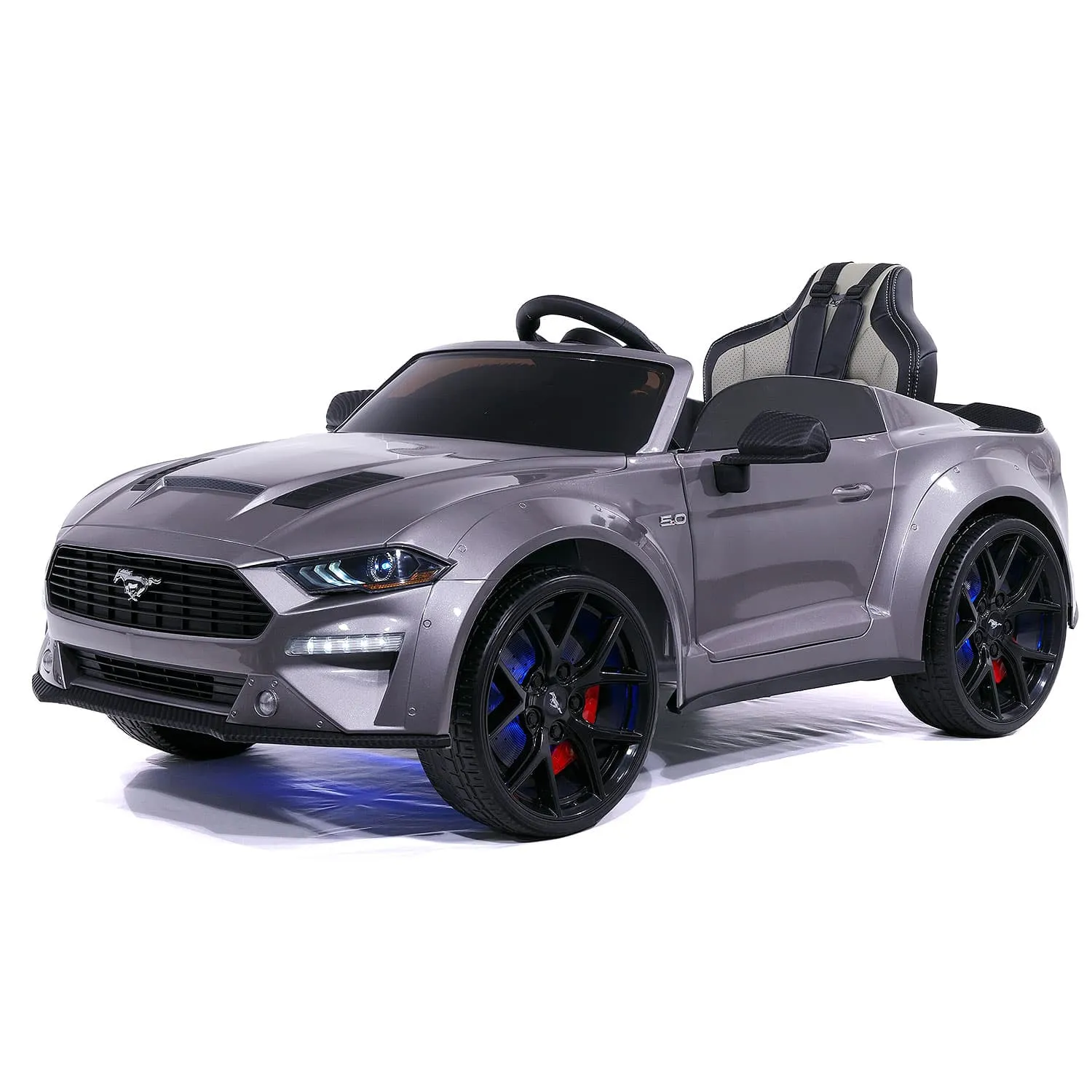 Ford Mustang GT Custom Edition 24V Kids Ride-On Car with R/C Parental Remote | Gray