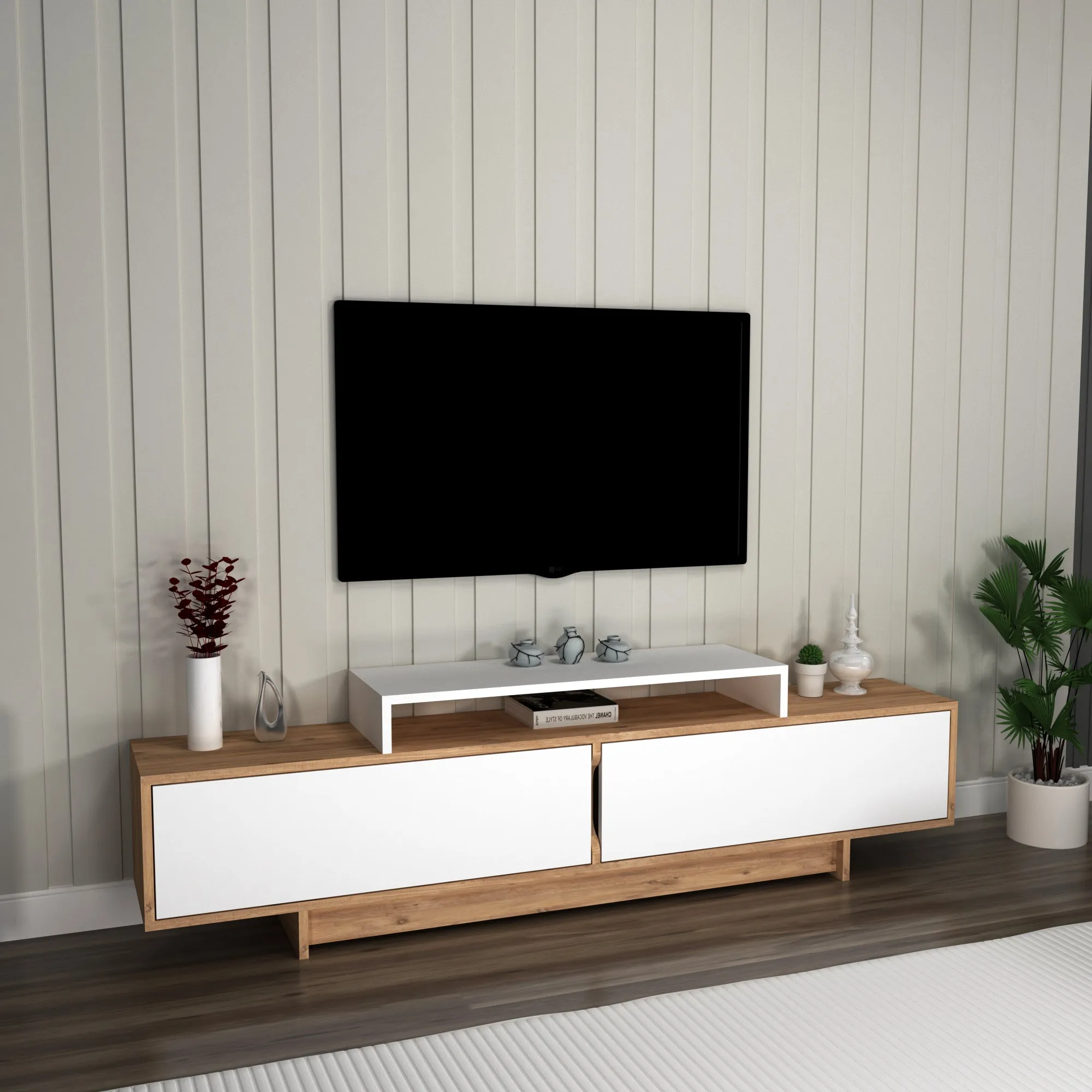 Gaia TV Stand and Entertainment Center with Storage Cabinets for TVs up to 78"