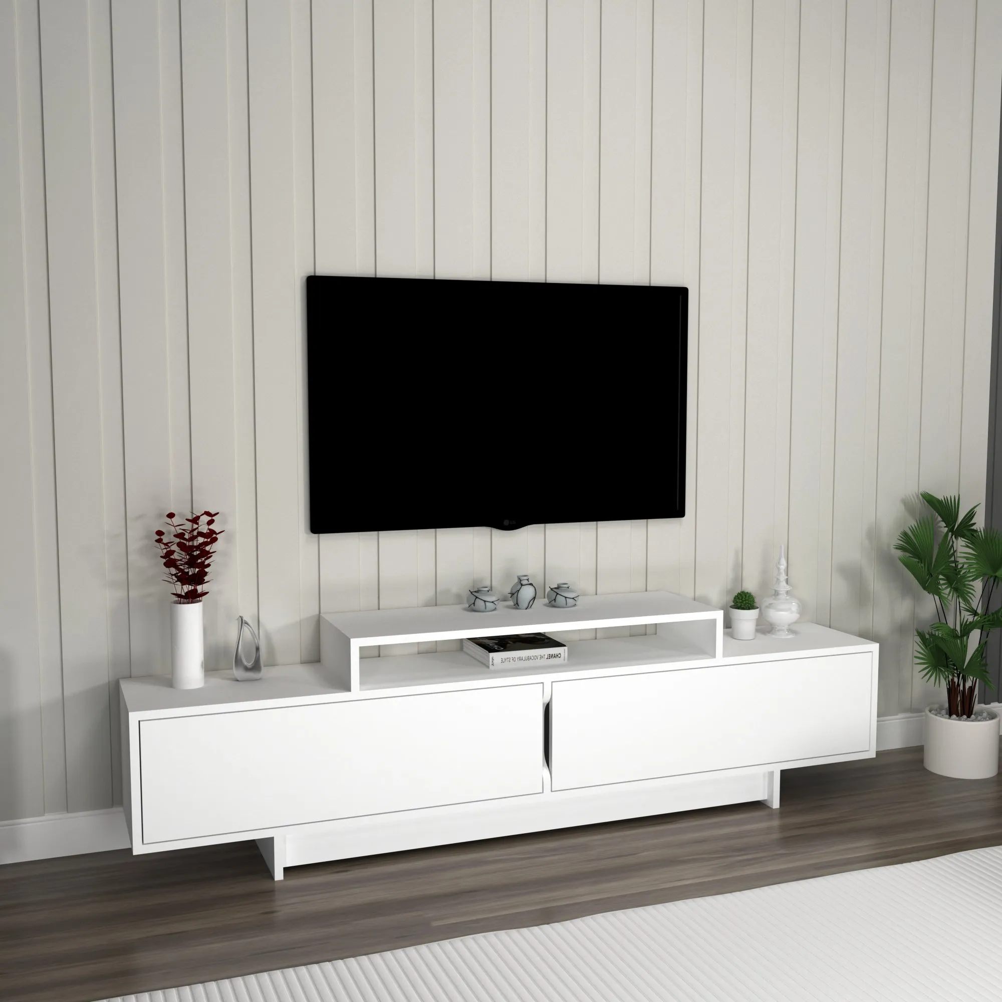 Gaia TV Stand and Entertainment Center with Storage Cabinets for TVs up to 78"