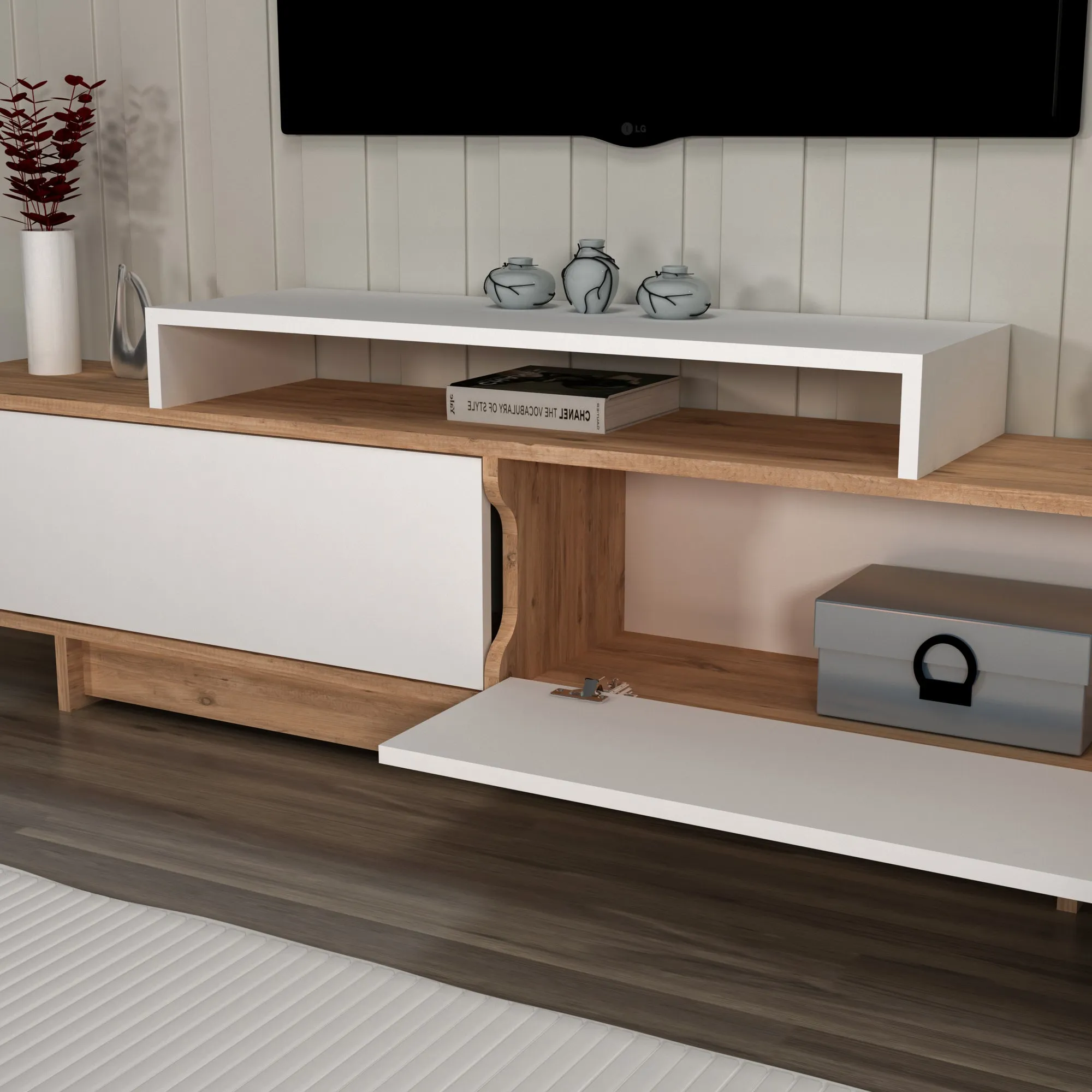 Gaia TV Stand and Entertainment Center with Storage Cabinets for TVs up to 78"