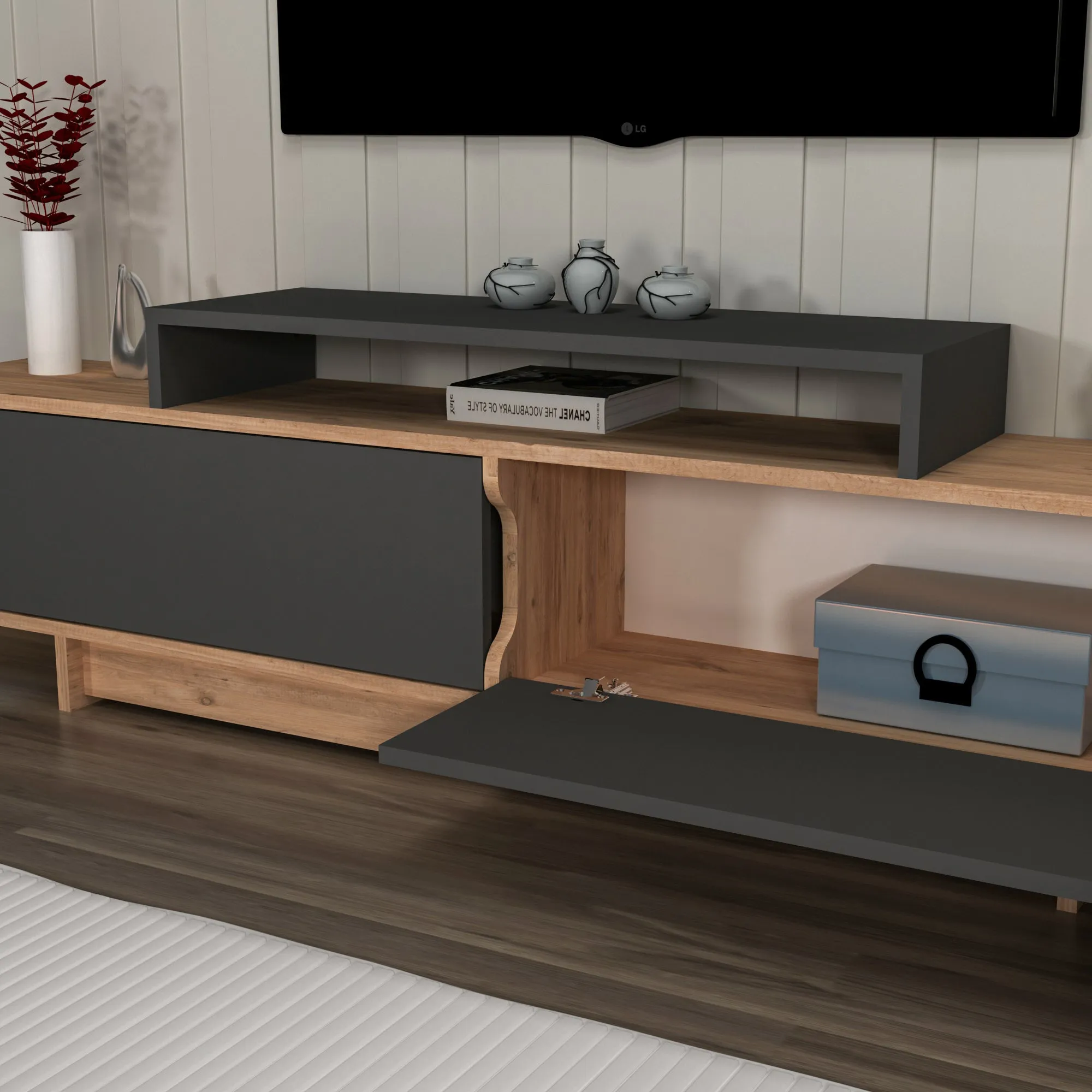 Gaia TV Stand and Entertainment Center with Storage Cabinets for TVs up to 78"