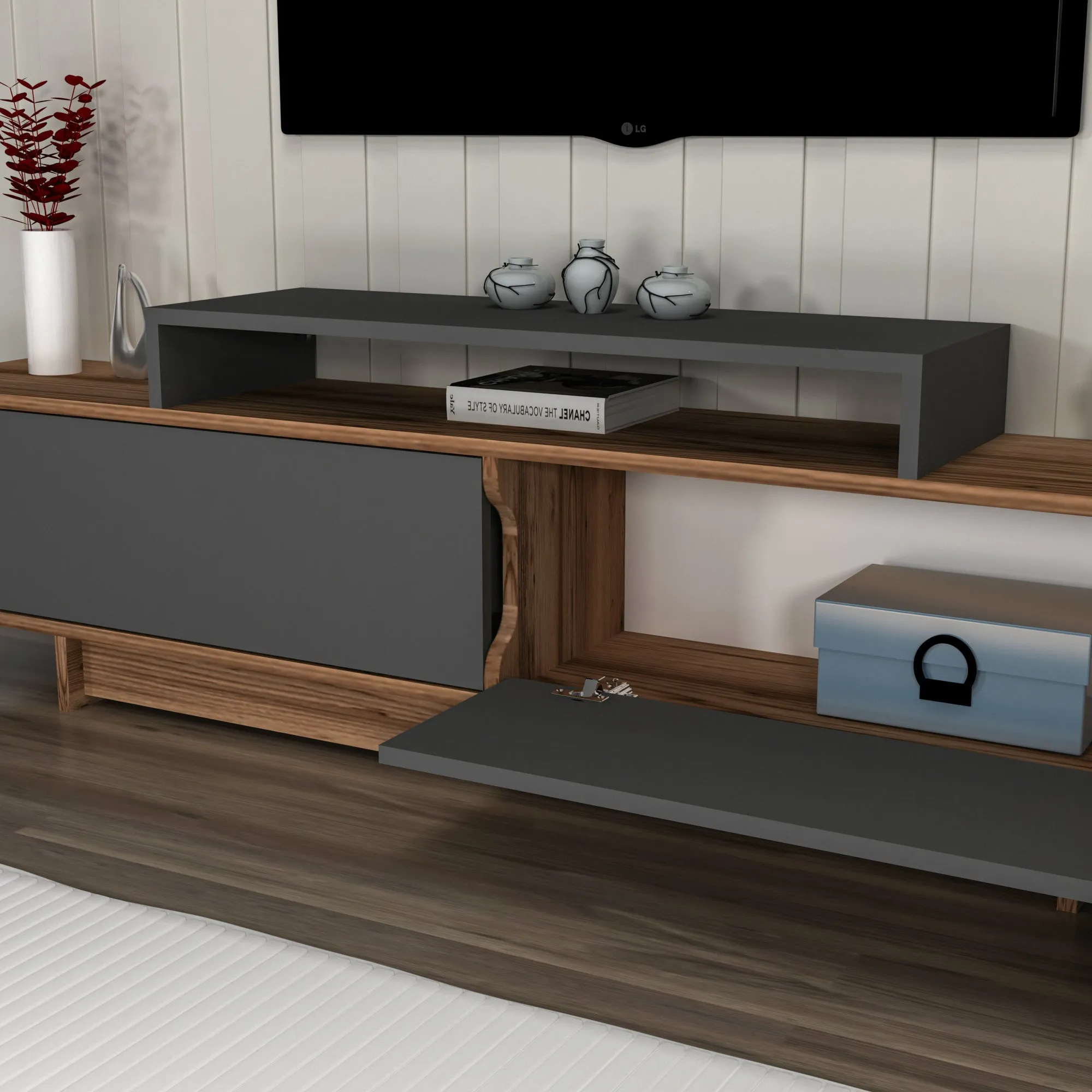 Gaia TV Stand and Entertainment Center with Storage Cabinets for TVs up to 78"