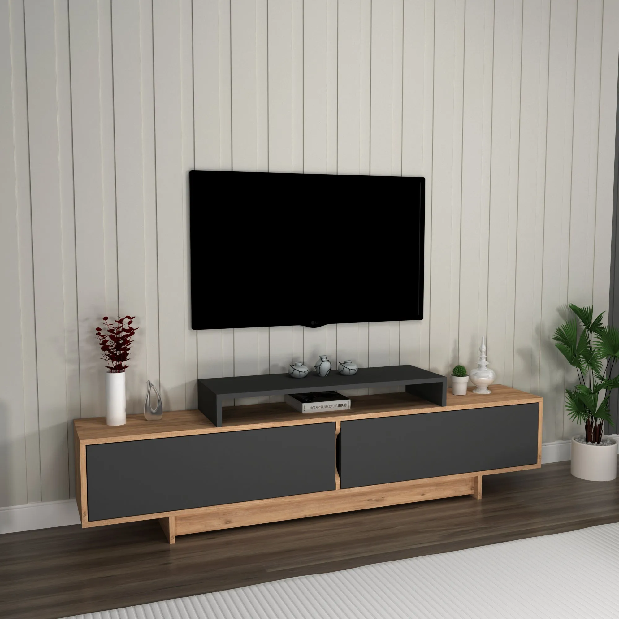 Gaia TV Stand and Entertainment Center with Storage Cabinets for TVs up to 78"