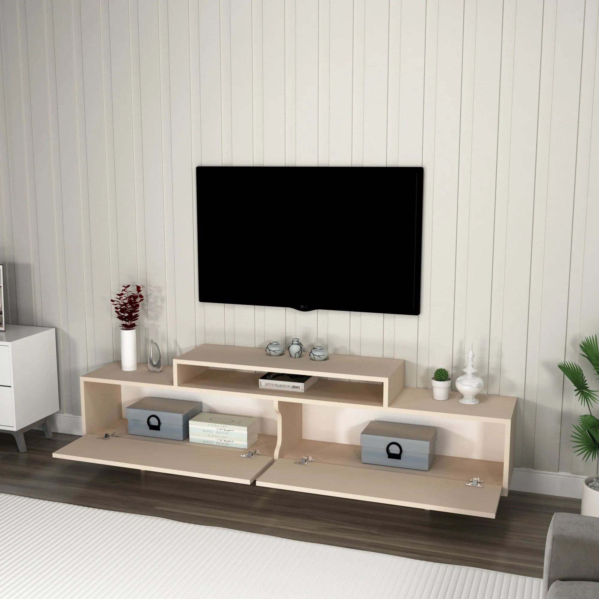 Gaia TV Stand and Entertainment Center with Storage Cabinets for TVs up to 78"